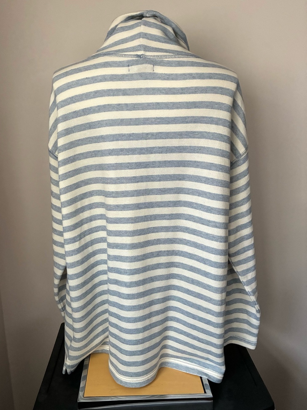 Chaps Women’s Striped Cowl Neck Sweater - Light Blue & White Size XL - Picture 3 of 6